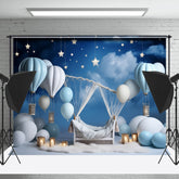 Lofaris Hot Air Balloons Night Birthday Cake Smash Backdrop